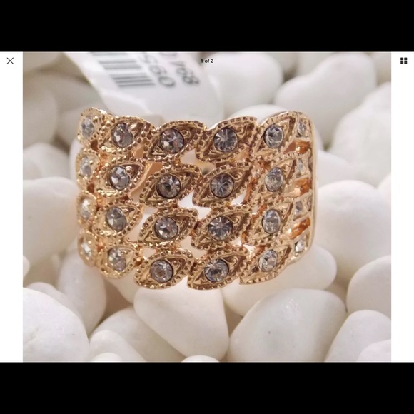 SOLD🌈Gold 18K GP Rhinestone Ring Jewelry wedding - Picture 2 of 3